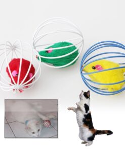 Toy Mouse in a Round Cage for Cats